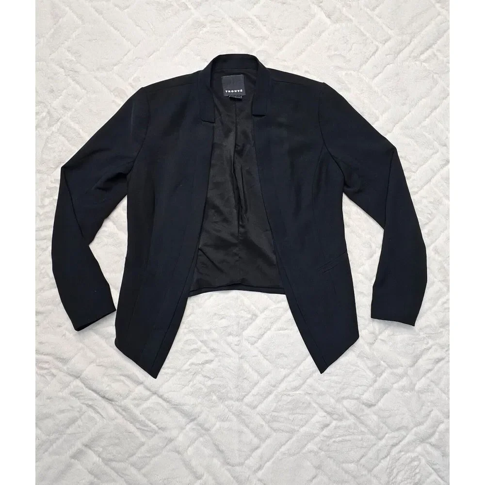 Trouve Women's (S) Black Open Front Blazer Suit Jacket - Picture 2 of 5